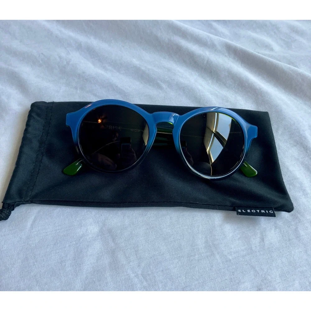 Electric Reprise Blue Green Sunglasses Round Designer Fashion Eyewear